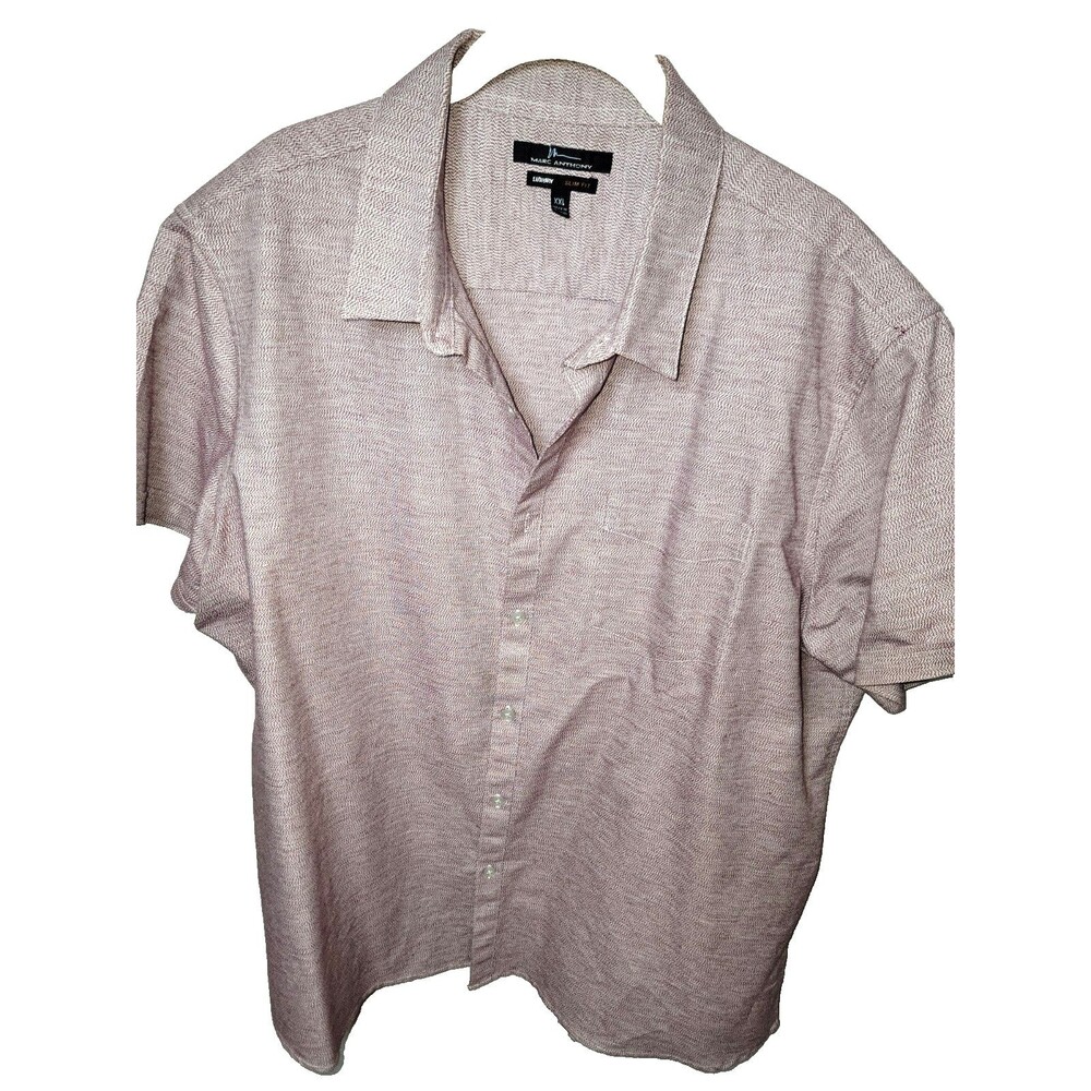 Marc Anthony Luxury Slim Fit XXL Men’s Short Sleeve Button Up Shirt Burgundy